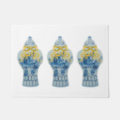 Art Kerstblauw Witte gember Jar Rug Doormat Deurmat (Voorkant)