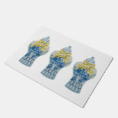 Art Kerstblauw Witte gember Jar Rug Doormat Deurmat (Schuin)