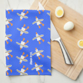 Art Kitchen Towel: John Dyer Seagulls, blauw Theedoek (Quarter Fold)