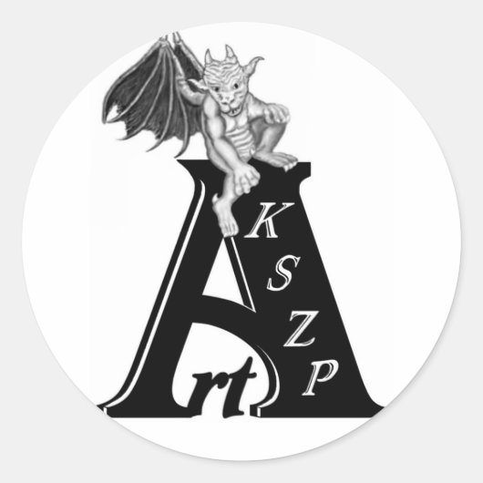 Art KSZP Logo mit Golem Gargoyle Ronde Sticker (Voorkant)