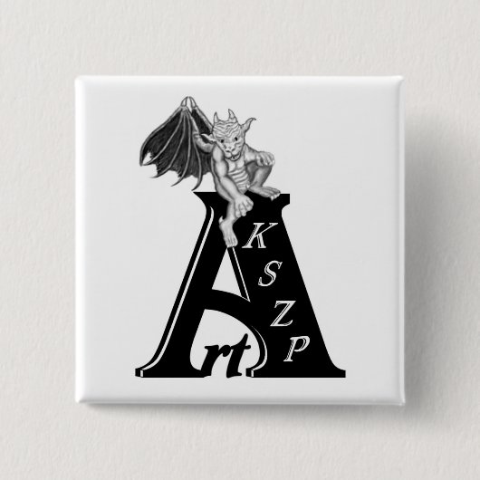 Art KSZP Logo mit Golem Gargoyle Vierkante Button 5,1 Cm (Voorkant)