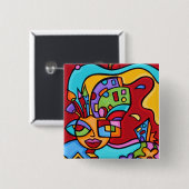 art_lastofredhot_brainpick1 vierkante button 5,1 cm (Voorkant /achterkant)