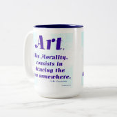 Art, Like Morality, ... Tweekleurige Koffiemok (Voorkant links)