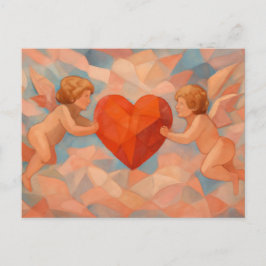 Art Lover Expressionist Cherubs Valentine Postcard Feestdagenkaart