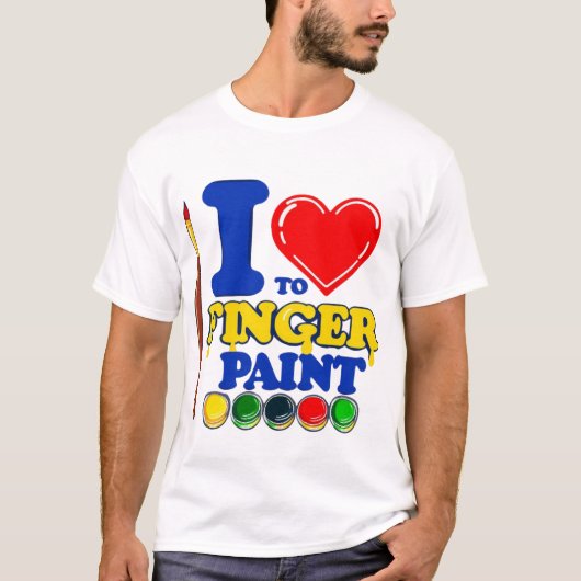 Art Lover T-shirt – I Heart Finger Paint (Voorkant)