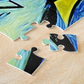 ART-MAN blauw gele vivid abstract portret Legpuzzel (Zijkant)