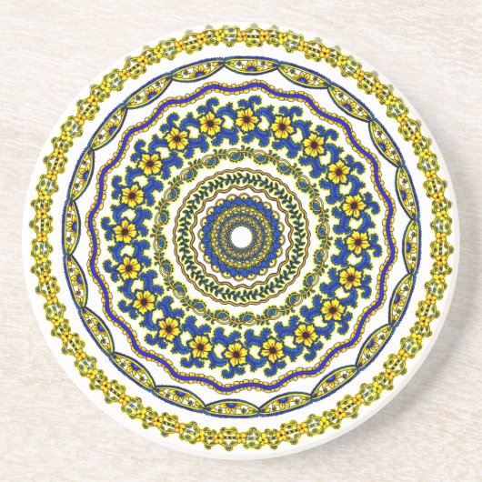 art meditation mandala coaster zandsteen onderzetter (Voorkant)