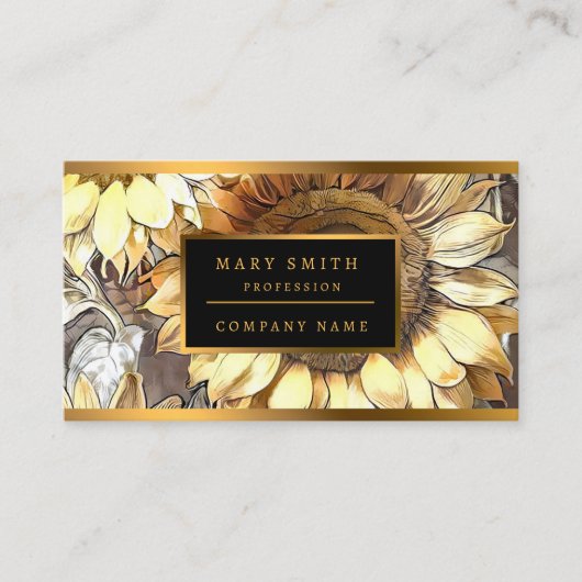 Art Moderne zonnebloemen op Collecties in het veld Visitekaartje (Voorkant)