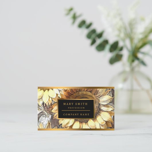 Art Moderne zonnebloemen op Collecties in het veld Visitekaartje (Staand voorkant)
