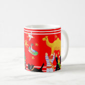 Art Mok: John Dyer kerstkunst Mok. Rood Koffiemok (Voorkant rechts)