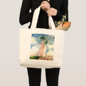Art Monet "Vrouw met roze mossel" Grote Tote Bag (Voorkant (product))