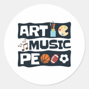 Art Music PE Funny Back to School Ronde Sticker