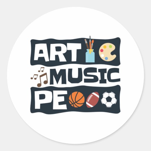 Art Music PE Funny Back to School Ronde Sticker (Voorkant)