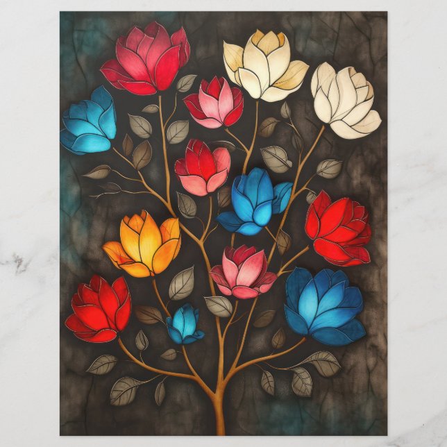 Art Neuveau  Bloemen Scrapbook Achtergrond (Voorkant)