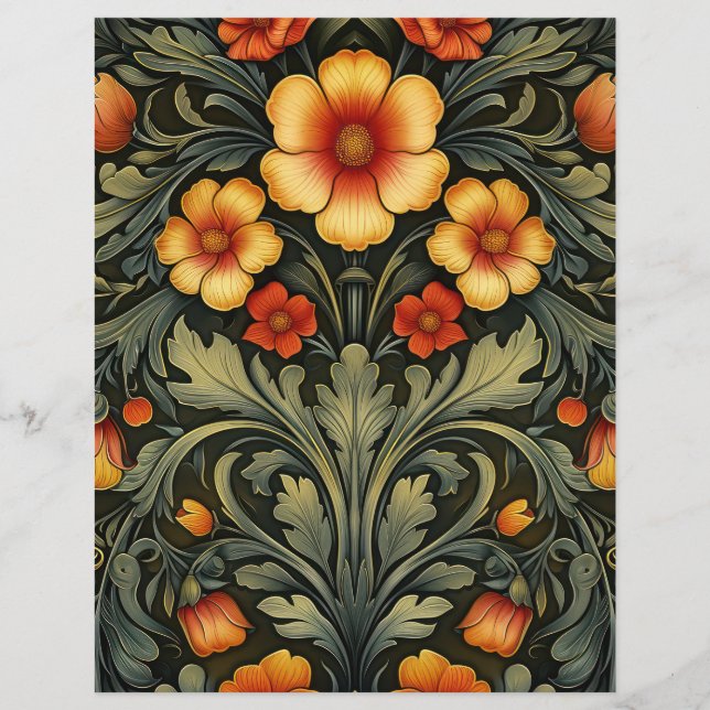 Art Neuveau Vintage Bloemenschrootboek Achtergrond (Voorkant)