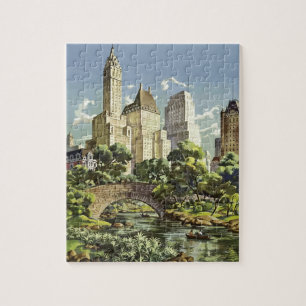 Art New York City Travel Illustration Legpuzzel