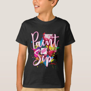 Art Night Wine Canvas Novelty van verf en Sip Part T-shirt