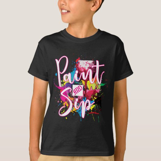Art Night Wine Canvas Novelty van verf en Sip Part T-shirt (Voorkant)