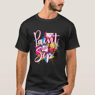 Art Night Wine Canvas Novelty van verf en Sip Part T-shirt