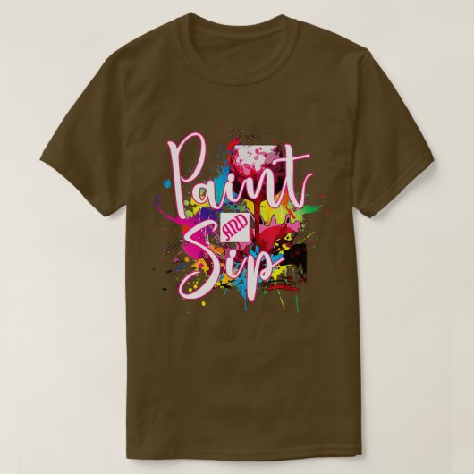 Art Night Wine Canvas Novelty van verf en Sip Part T-shirt (Design voorkant)