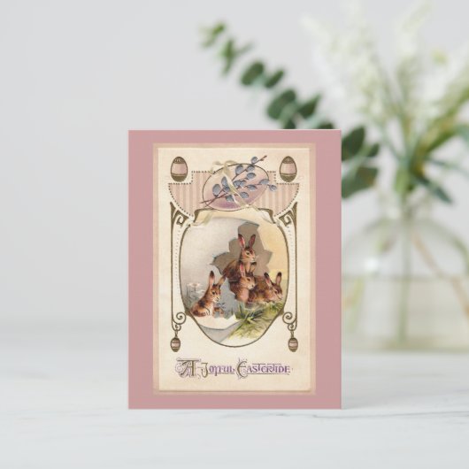 Art Noubit Rabbit in Giant Easter Egg Feestdagenkaart (Staand voorkant)