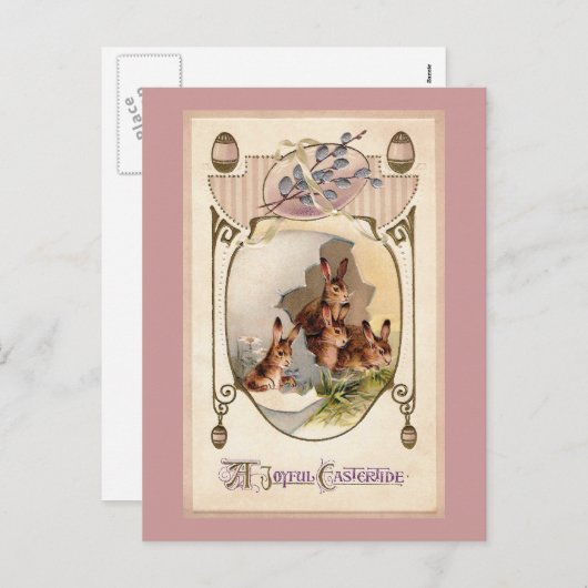 Art Noubit Rabbit in Giant Easter Egg Feestdagenkaart (Voorkant / Achterkant)