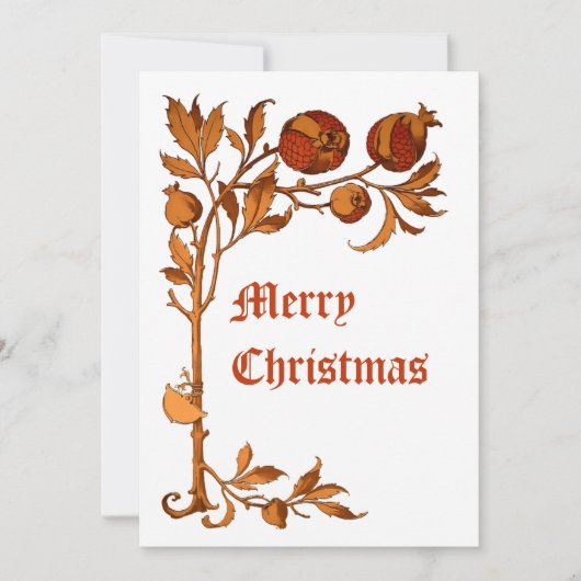  Art Nouveau 1886 Pomegranate Kerstmis Feestdagenkaart (Voorkant)