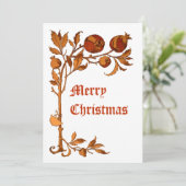  Art Nouveau 1886 Pomegranate Kerstmis Feestdagenkaart (Staand voorkant)