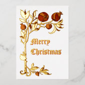  Art Nouveau 1886 Pomegranate Kerstmis Folie Feestdagenkaart (Voorkant)