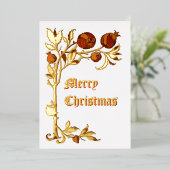  Art Nouveau 1886 Pomegranate Kerstmis Folie Feestdagenkaart (Staand Voorkant)