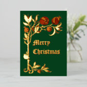 Art Nouveau 1886 Pomegranate Kerstmis Folie Feestdagenkaart (Staand Voorkant)