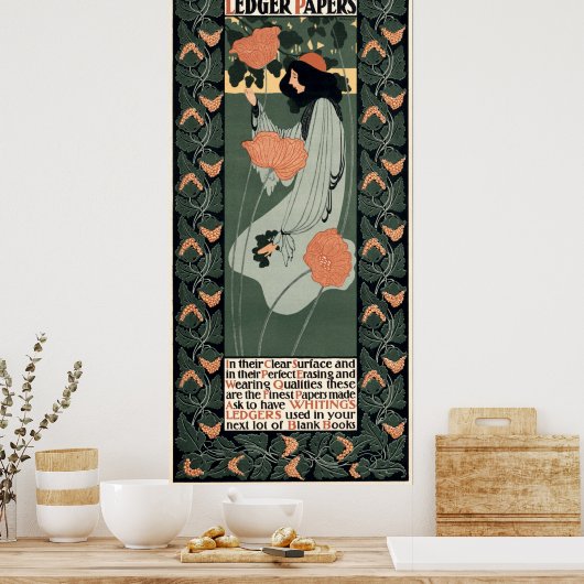  Art Nouveau 1890 en van Will Bradley Poster (Keuken)