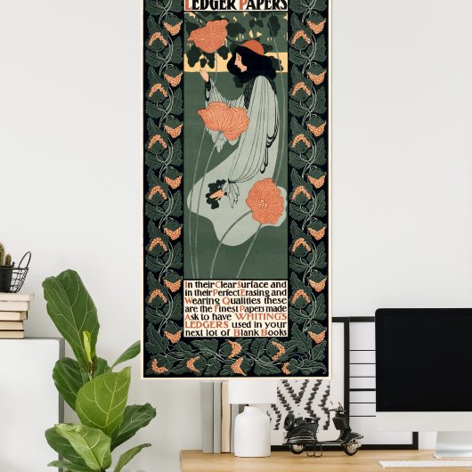 Art Nouveau 1890 en van Will Bradley Poster (Thuiskantoor)