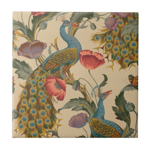  Art Nouveau 1890 The Peacock Pattern Tegeltje (Voorkant)