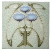 Art Nouveau 1890s Trio van pioenen Gibbons Tegeltje (Voorkant)