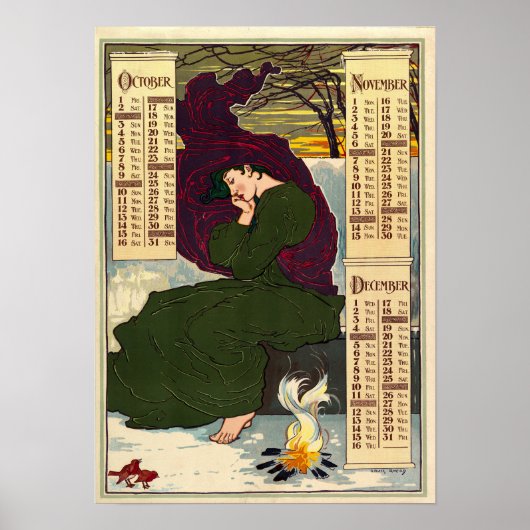 Art Nouveau 1896 Agenda van Louis Rhead Poster (Voorkant)