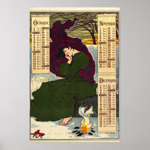 Art Nouveau 1896 Agenda van Louis Rhead Poster