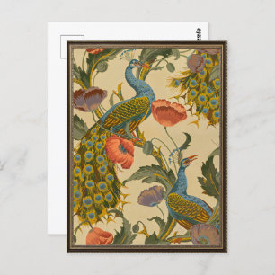  Art Nouveau 1896 Het pauw patroon Briefkaart