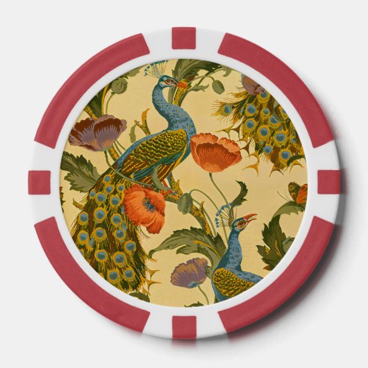 Art Nouveau 1896 Het pauw patroon Poker Chips (Voorkant)