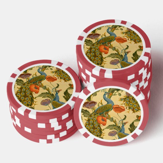 Art Nouveau 1896 Het pauw patroon Poker Chips (Opstapeling)