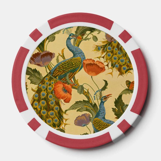 Art Nouveau 1896 Het pauw patroon Poker Chips (Achterkant)