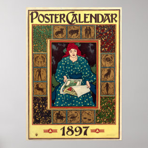 Art Nouveau 1897 Agenda Omslag door Louis Rhead Poster