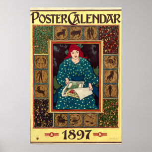 Art Nouveau 1897 Agenda Omslag door Louis Rhead Poster