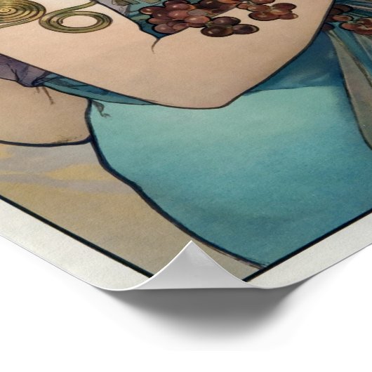 Art Nouveau  1897 "Fruit" door Alphonse Mucha Poster (Hoek)
