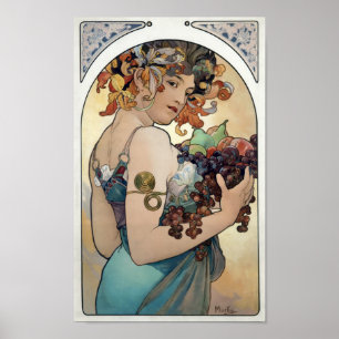 Art Nouveau 1897 "Fruit" door Alphonse Mucha Poster