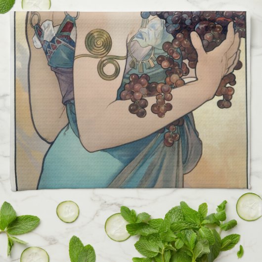 Art Nouveau 1897 "Fruit" door Alphonse Mucha Theedoek (Gevouwen)