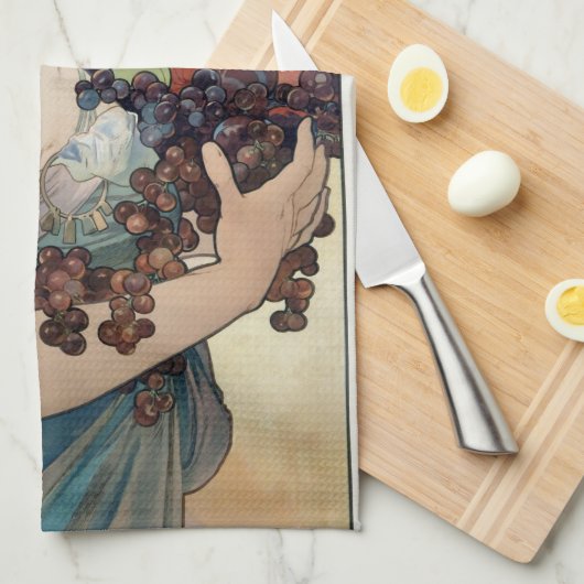 Art Nouveau  1897 "Fruit" door Alphonse Mucha Theedoek (Quarter Fold)