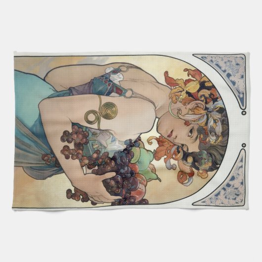 Art Nouveau  1897 "Fruit" door Alphonse Mucha Theedoek (Horizontaal)