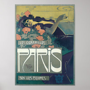  Art Nouveau 1901 Cigarrillos Paris AD Poster