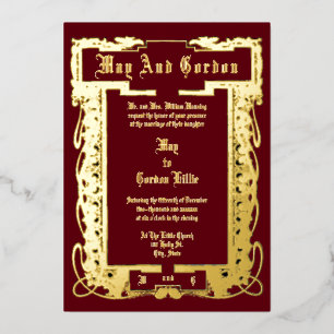  Art Nouveau 1902 Bloemengrens Bruiloft Folie Uitnodiging